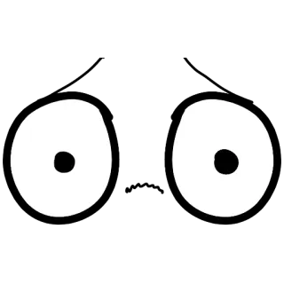 🙁 olhos, olhando fixamente, olhando, desenho animado, simples, preto e branco whatsapp sticker