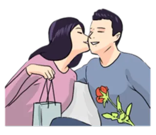 😘 casal, beijo, compras, rosa, romance telegram sticker
