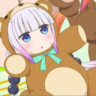 ☁️ Kanna Kamui Miss Kobayashi's Dragon Maid Anime, Kanna, Kawaii, Carino, Orso, Drago telegram sticker