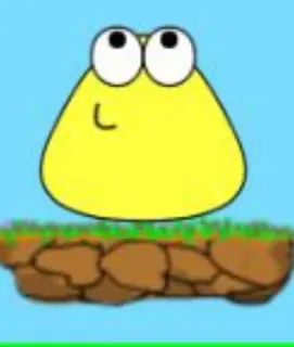 🌟 Pou Pou, Geel, Digitaal huisdier, Spel, App whatsapp sticker