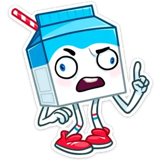 🤨 Kartun, Karton susu, Minuman, Minum, Karakter, Makanan telegram sticker