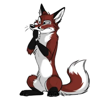 🤔 raposa, animal, desenho animado, fofo, em pé, peludo telegram sticker