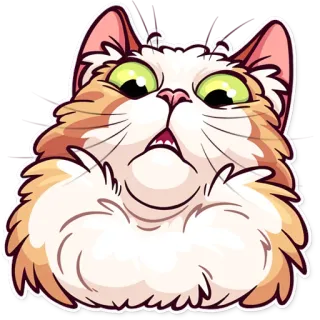 😨 cat, sticker, funny, cute, animal, pet, orange, white telegram sticker