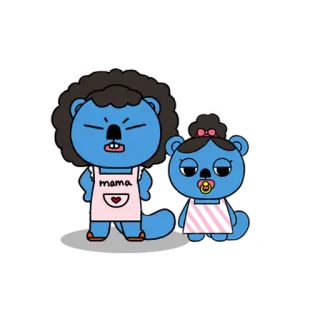 👩‍👧 mama cartoon, animal, cute, mother, child telegram sticker