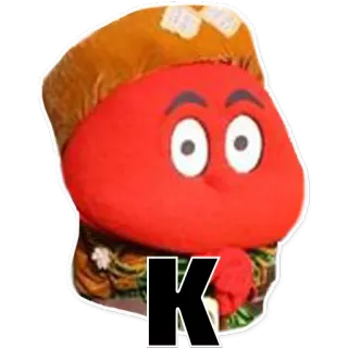 🆗 K cartoon, red, letter k, mascot, character telegram sticker