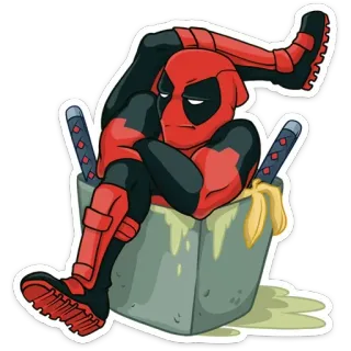 😪 Deadpool เดดพูล, มาร์เวล, ซูเปอร์ฮีโร่, ดาบ, หนังสือการ์ตูน, เวด วิลสัน telegram sticker