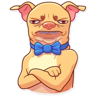 😠 Hund, Chihuahua, Cartoon, Sticker, Tier, Fliege, Porträt whatsapp sticker