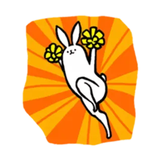🎊 lapin, cheerleading, pompons, animal, dessin animé, mignon, orange, illustration whatsapp sticker