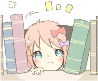 👀 Anime, Mangá, Fofo, Kawaii, Livros, Espiar, Biblioteca telegram sticker