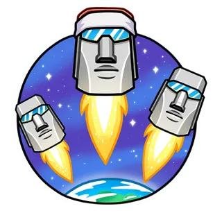 🗿 Cabeças Ilha de Páscoa, Moai, Foguete, Espaço sideral, Terra, Desenho animado, Emoji, Nave espacial, Estátuas telegram sticker