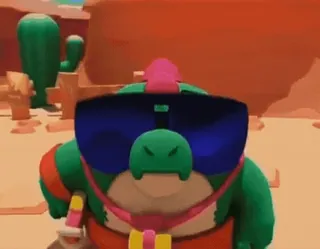 🐊 Luchador Bull brawl stars, charakter, Luchador Bull, videospiel, handyspiel, cartoon, sonnenbrille, grün whatsapp sticker