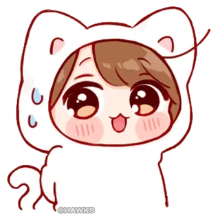 💞 @HAWKS Anime, Kawaii, Dễ thương, Mèo, Tai, Mồ hôi, Vui vẻ telegram sticker