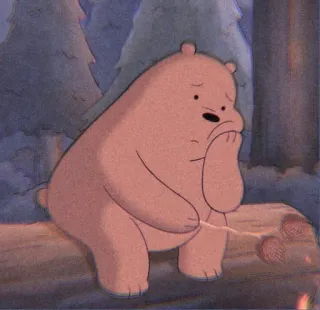 🙂 Ice Bear We Bare Bears クマ, 漫画, アイスベア, ぼくらベアベアーズ, 悲しい, 可愛い, 座っている telegram sticker