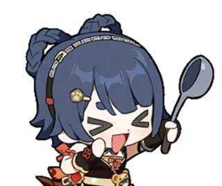 ⭐️ anime, sticker, cartoon, cute, spoon, cooking, happy telegram sticker