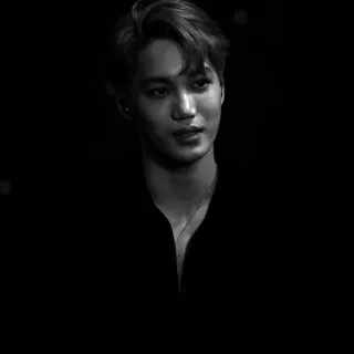 🖇 Kai kpop, singer, exo, idol, monochrome, black and white, male, korean telegram sticker