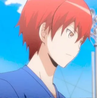 ✨ Karma Akabane Assassination Classroom anime, red hair, boy, school, character telegram sticker