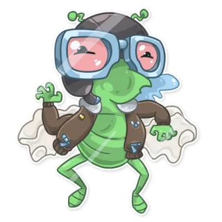 😵 Desenho animado, Inseto, Piloto, Aviação, Fantasia, Adesivo telegram sticker