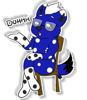 🙄 DUHHH antropomórfico, furry, cachorro, óculos, sentado, desenho animado whatsapp sticker