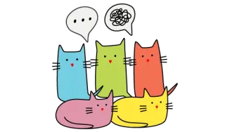 🐱 gatos, hablando, emociones, confusión, animales, colorido, pegatina whatsapp sticker