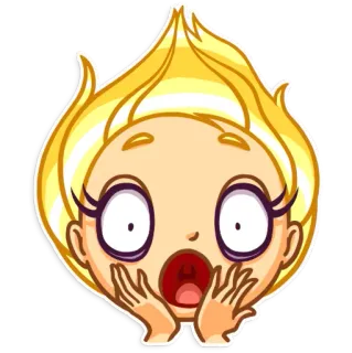 😱 shocked, astonished, surprised, blonde, cartoon, emotion telegram sticker