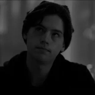 🥀 Jughead Jones Riverdale Jughead Jones, Riverdale, Cole Sprouse, Serial dla młodzieży, Czarno-białe telegram sticker