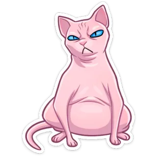 ☹️ кот, сфинкс, животное, питомец, стикер, ворчливый, милый telegram sticker