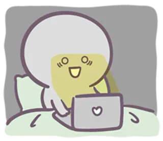 😪 dibujos animados, personaje, ordenador, corazón, cama, dormir telegram sticker