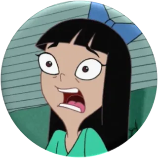 😱 Suzy Johnson Phineas and Ferb cartone animato, animato, ragazza, spaventata, arrabbiata whatsapp sticker