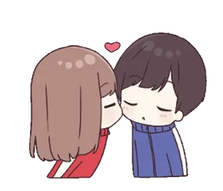 😙 поцелуй, любовь, пара, милый, мультфильм telegram sticker