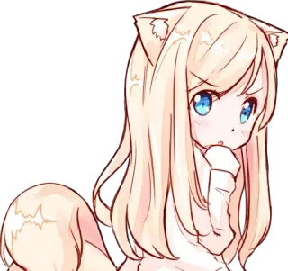 🤔 Anime, Kocia dziewczyna, Kawaii, Słodkie, Manga, Dziewczyna, Sztuka telegram sticker