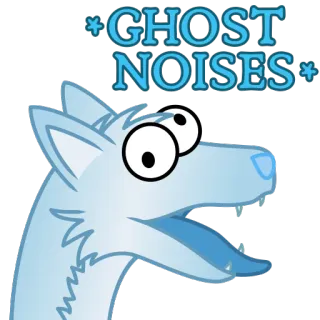 👻 *GHOST NOISES* hantu, suara, kartun, lucu, anjing, binatang, biru telegram sticker