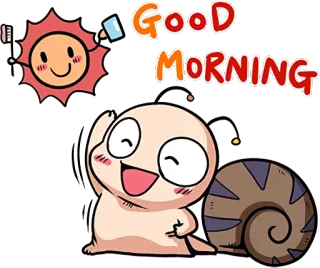 ☀️ Good Morning buenos días, sol, caracol, lindo, saludo whatsapp sticker