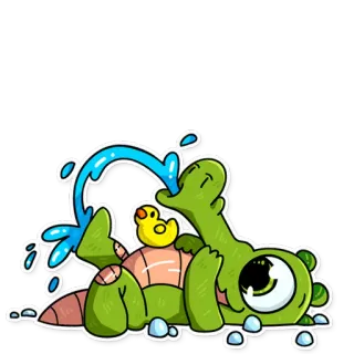 💦 tortue, dessin animé, canard, animal, eau telegram sticker