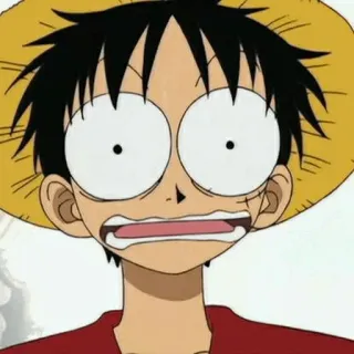 👒 Monkey D. Luffy One Piece Anime, Manga, Słomkowy kapelusz, One Piece, Luffy, Śmieszna mina telegram sticker
