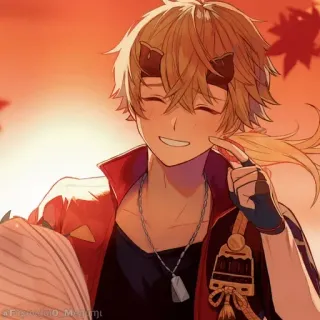 💠 Thoma Genshin Impact Thoma, Genshin Impact, anime, video game, character, male, smiling whatsapp sticker