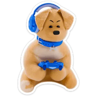 🐶 개, 봉제인형, 게이밍, 게이머, 컨트롤러, 헤드폰 telegram sticker