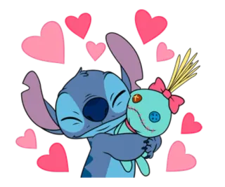 😘 Stitch Cartoni animati, Alieno, Cuori, Carino, Abbraccio telegram sticker