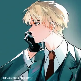 🧰 @Fushiguro Megumi Аниме, Персонаж, Блондинка, Костюм, Перчатки, Иллюстрация whatsapp sticker