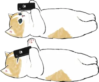 📱 cat, cute, lying, phone, playing telegram sticker