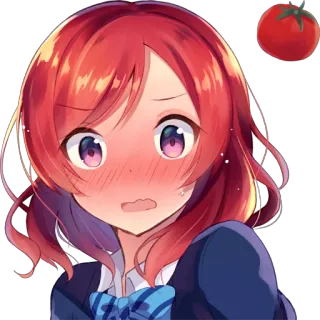 🍅 anime, blushing, cartoon, sticker, tomato, cute telegram sticker