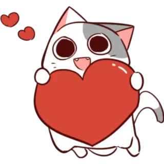 🥰 mèo, trái tim, tình yêu, dễ thương, hoạt hình, động vật, kawaii telegram sticker