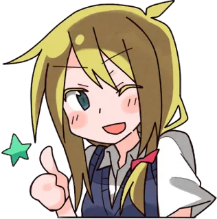 😉 Garota anime, Desenho animado, Joinha, Piscadela, Estrela, Bonito telegram sticker
