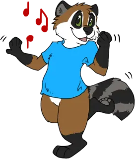 🕺 dibujo animado, animal, mapache, antropomórfico, personaje telegram sticker