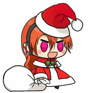 🎅 chibi, dessin animé, noël, père noël, fille, animé, mignon whatsapp sticker