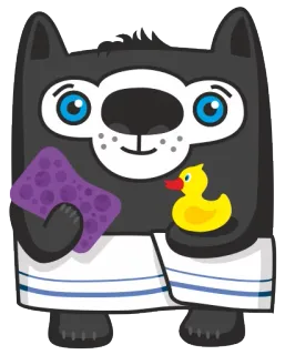 🛀 Desenho animado, Animal, Banho, Pato de borracha, Toalha, Esponja telegram sticker