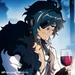 🔲 Kaeya Genshin Impact @FushiguroMegumi アニメ, 原神, ガイア, ゲーム, ワイン, ファンアート, 男性 telegram sticker