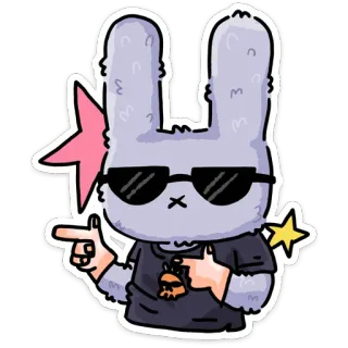 😎 rabbit, cartoon, character, cool, sunglasses, thumbs up, pointing whatsapp sticker