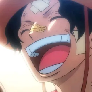 🌟 Ace One Piece Ace, One Piece, anime, sorridente, personaggio, faccia whatsapp sticker
