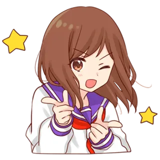 👉 fille anime, dessin animé, clin d'oeil, uniforme scolaire, kawaii, mignon telegram sticker