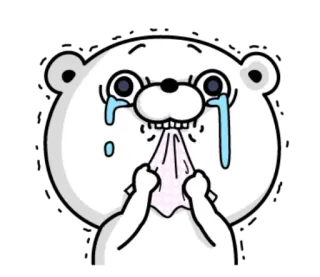 😭 llorando, oso, triste, emociones, sticker, oso blanco, dibujos animados telegram sticker